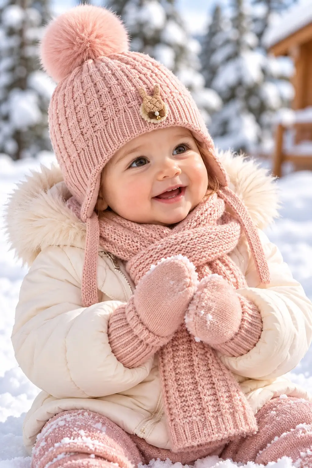 KİTTİ 26150-01 0-18 AY KIZ BEBEK ATKI BERE ELDİVEN SET